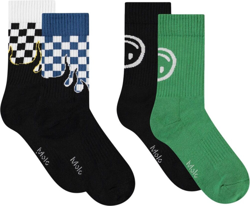 Norman 4-pack Socks Blue Flames | Svart | 35-38 EU