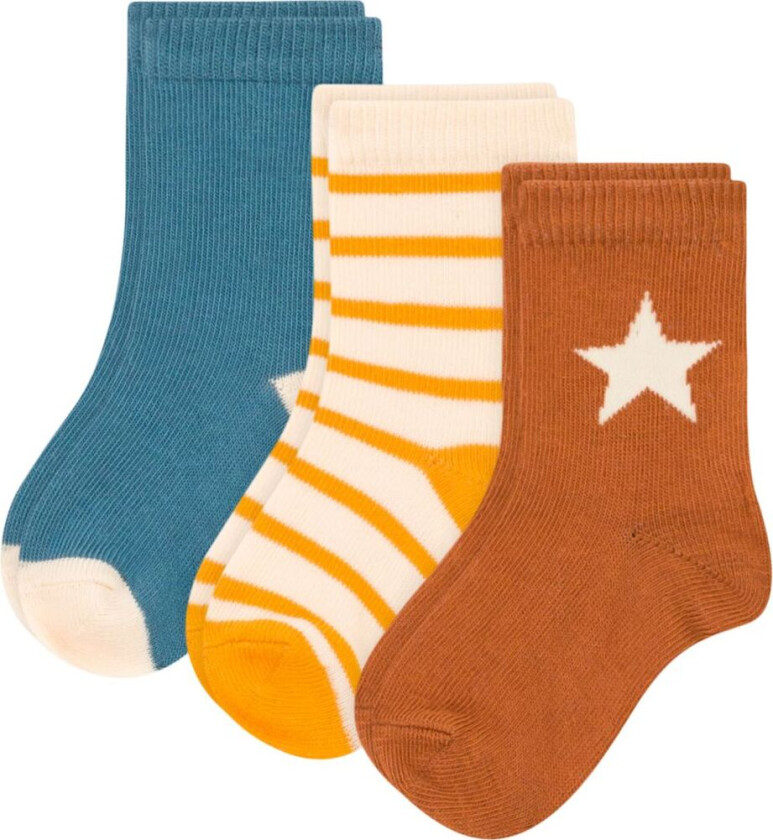 3-pakning Sokker Flerfargede | Brun | 19-22 EU