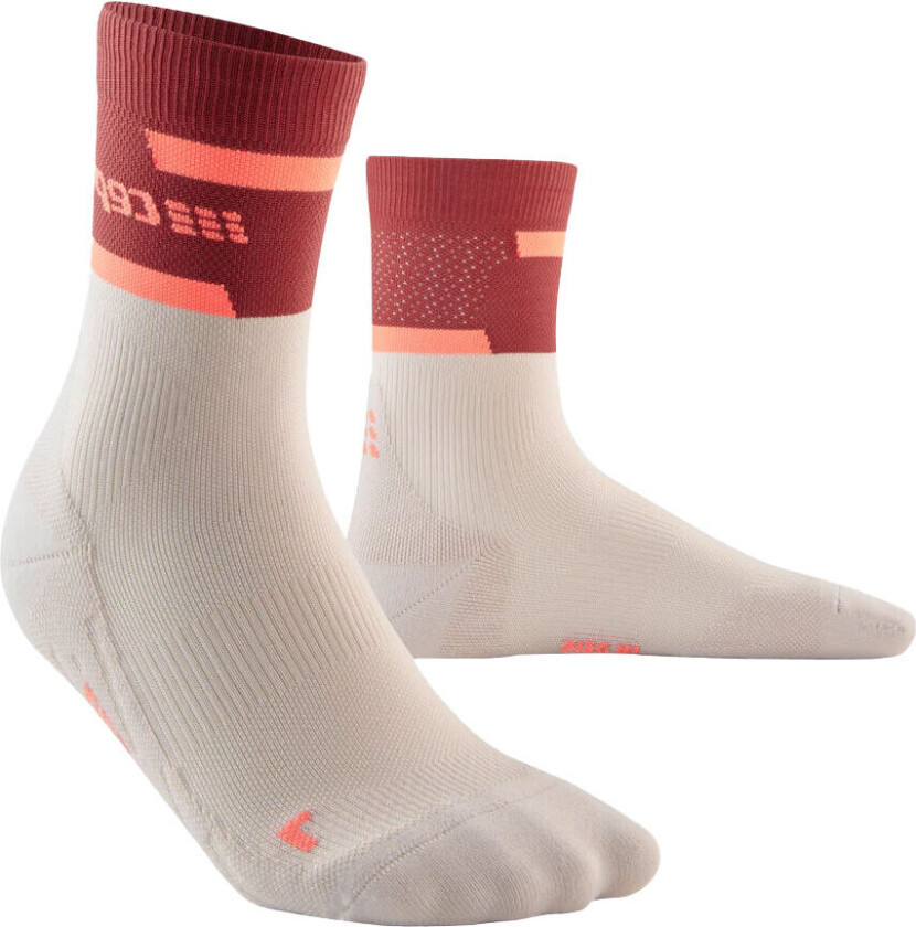 Women's The Run Socks, Mid Cut Red/Off White 34-37, Red/Off White