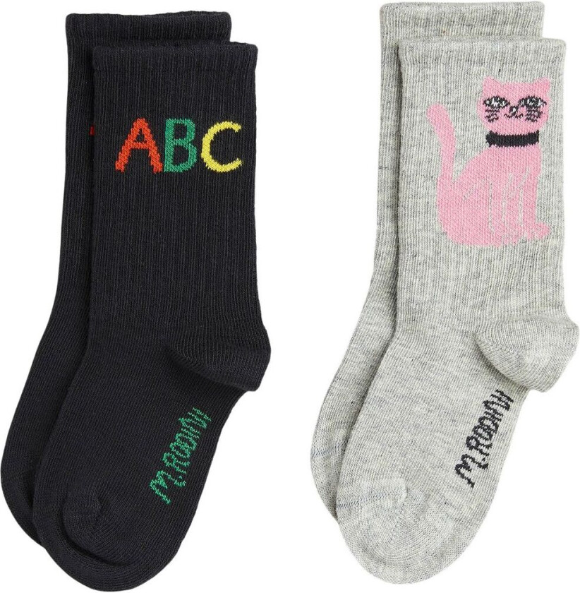 2-Pack GOTS ABC Sokker Flerfargede | Grå | 20-23 EU