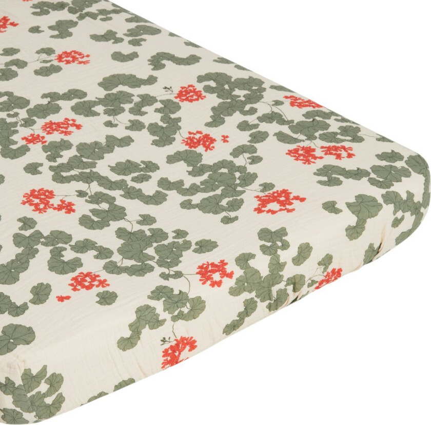 60x120 cm Mønstret Montert Laken Pelargonium | Rød | 0-3
