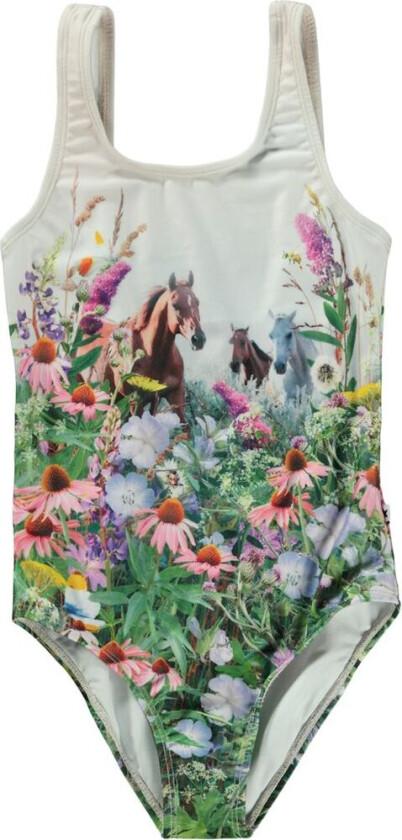 Nika Badedrakt Wild Horses | Hvit | 158 cm