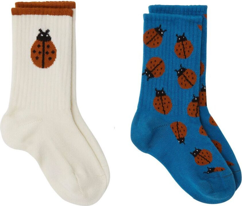 2-Pack GOTS Korfu Sokker Ladybug | Hvit | 20-23 EU