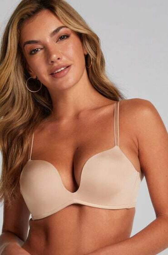 Vattert bh med bøyle push-up Deep-V Beige