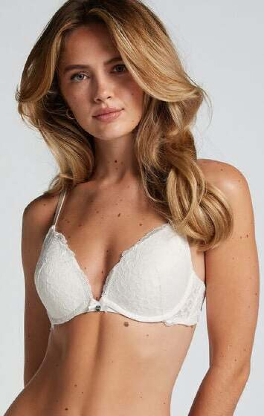 Vattert bh med bøyle push-up Marine Hvit