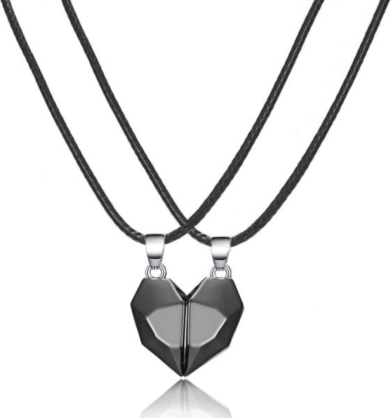 Heart with magnetic friendship necklace unique hearts are brought together Black one size