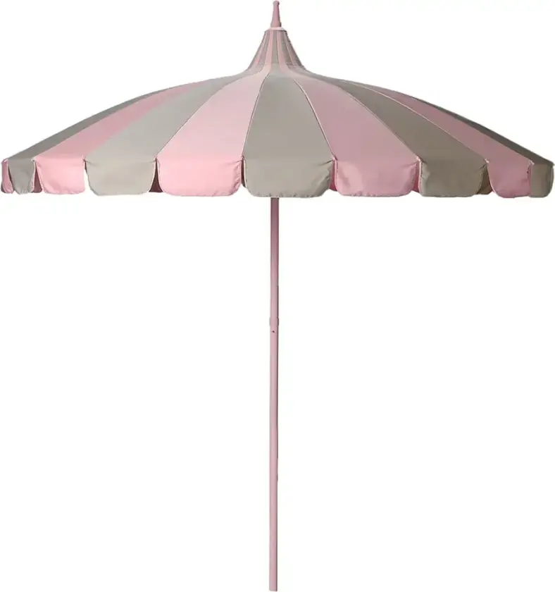 Parasoll Ø240 cm Rosa/Beige stripete