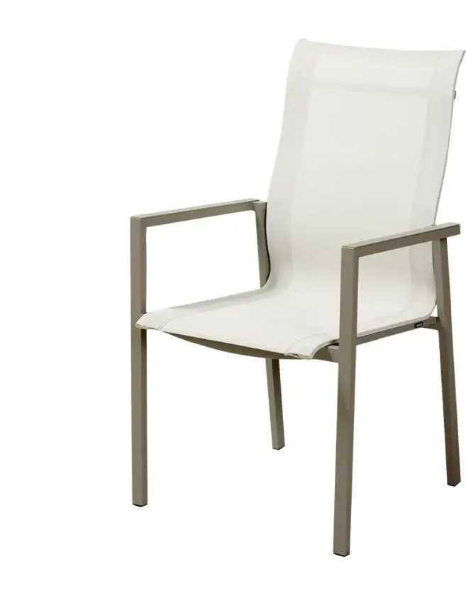Stol med armlener Khaki/Off-White