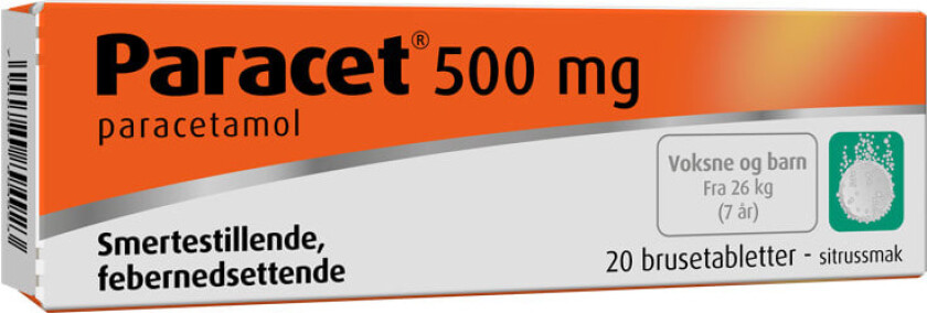Paracet Brusetab Sitron 500mg 20stk