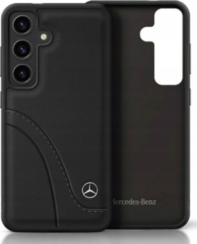Leather Curved Stitches Case For Samsung Galaxy S25 Black