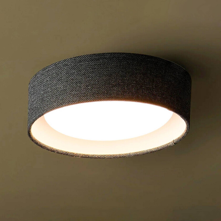 Beacon taklampe Uno, mørkegrå, tekstil, Ø 25 cm, GX53