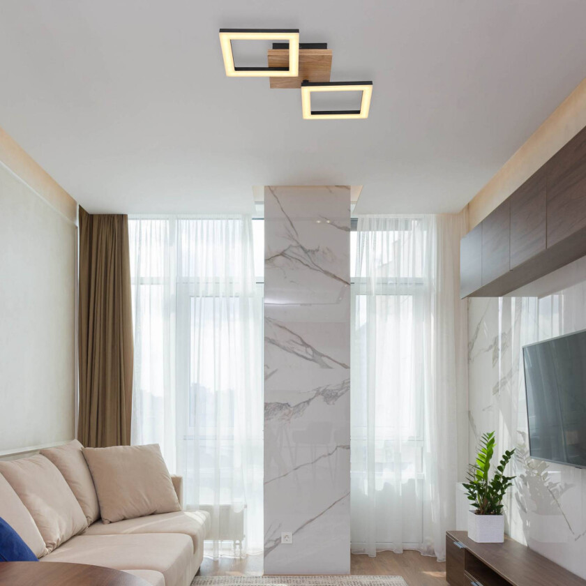 Kerry LED-taklampe, lengde 46 cm, svart/mørkebrun