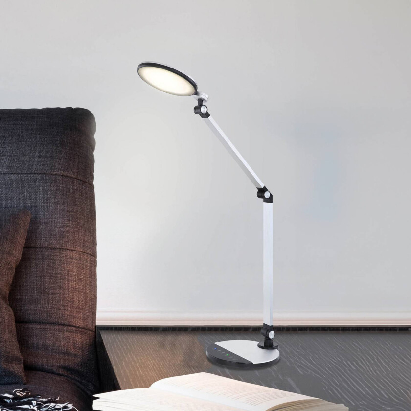 Konsti LED-bordlampe, høyde 90 cm, svart/sølvfarget, CCT