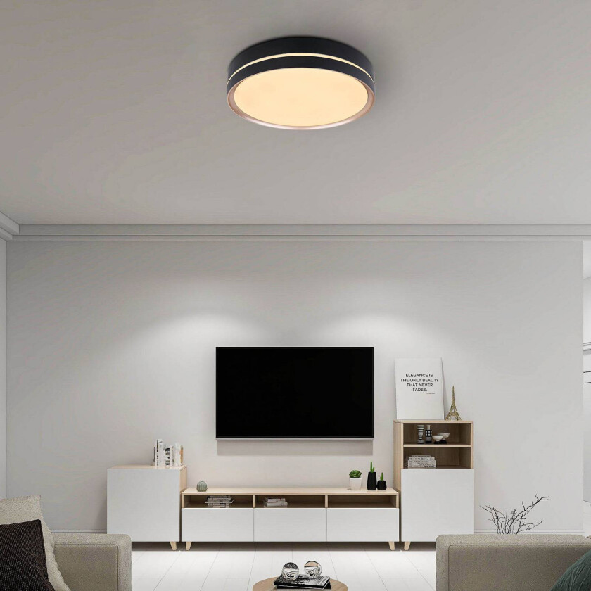 Manni LED-taklampe, Ø 39 cm, svart/bronsefarget, CCT