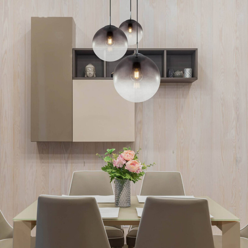 Varus hengelampe, røykgrå, Ø 51 cm, glass, 3 lyskilder.