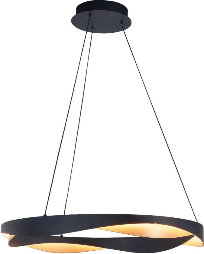 LED-hengelampe Ascoli, Ø 64 cm, svart/gull, metall, dimbar