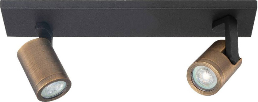 Downlight Halo, svart/messing brent lengde 40 cm 2 lyskilder.