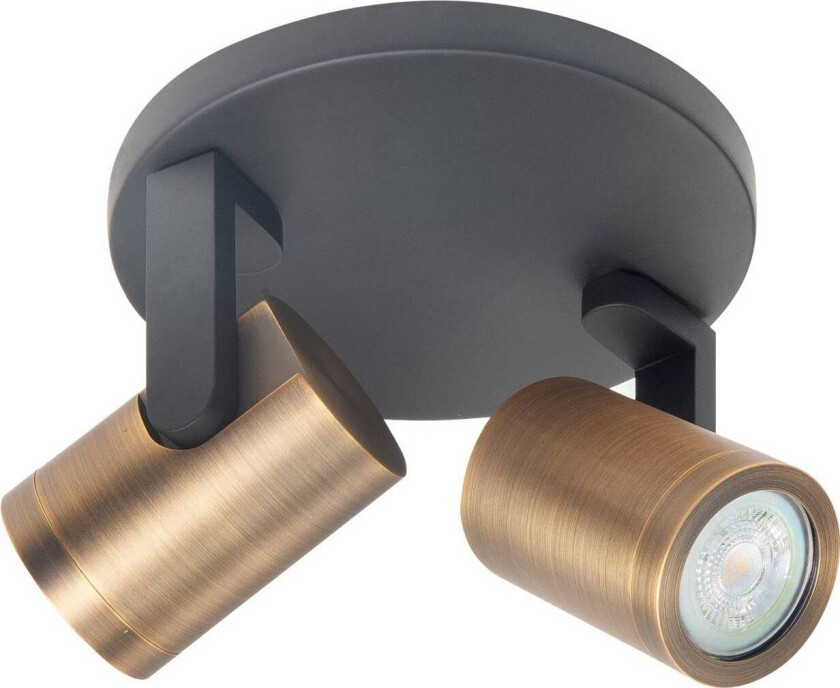 Downlight Halo, svart/messing polert Ø 17 cm 2 lyskilder.