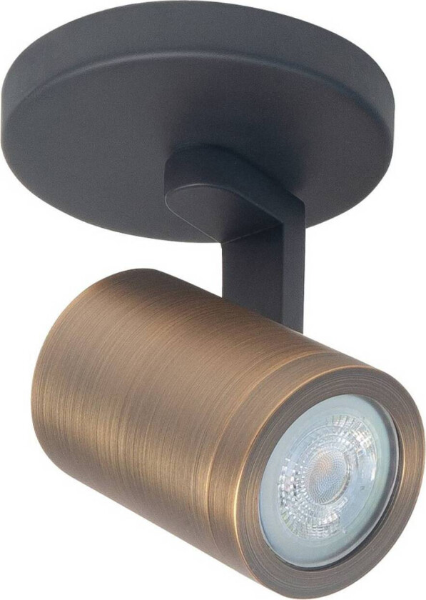 Downlight Halo, svart/messing polert Ø 10 cm 1 lyskilde.
