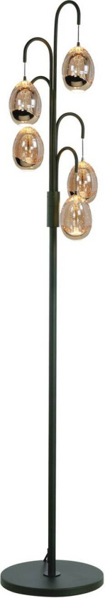 Gulvlampe Golden Egg svart/amber 165 cm 5 lyskilder metall/glass