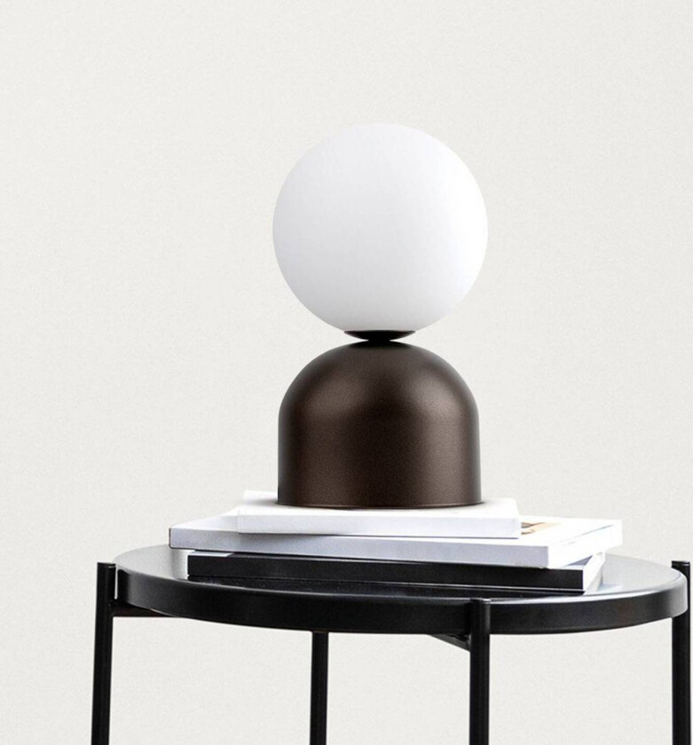 Miki bordlampe, brun, høyde 21 cm, metall/glass