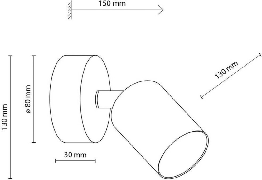 Veggspot Livia, rosa, lengde 13 cm, stål, 1 lyskilde.