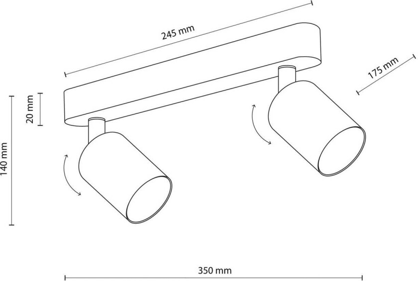 Livia downlight, lyseblå, lengde 35 cm, stål, 2 lyskilder.