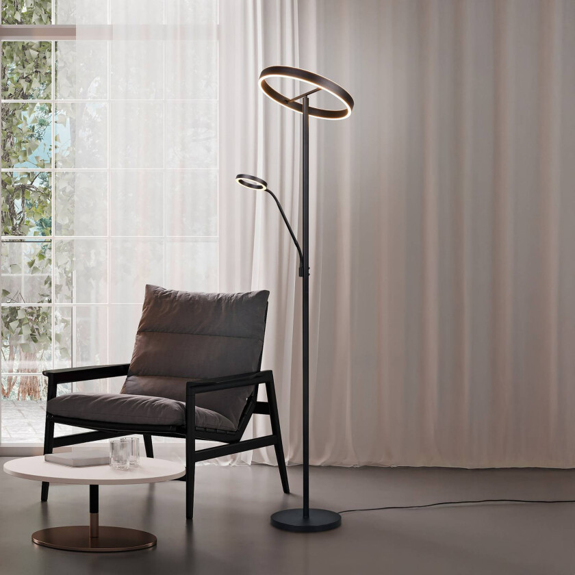 LED-gulvlampe Willis, svart, høyde 180 cm metall CCT dimmer