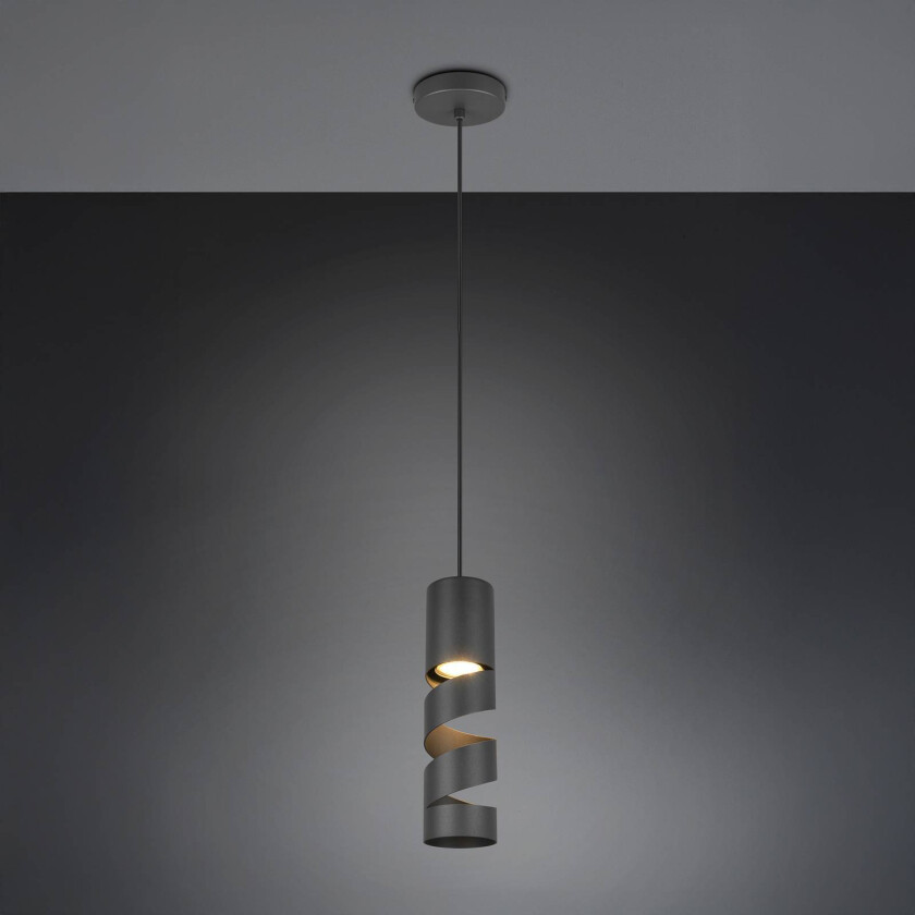 Stream hengelampe, svart, Ø 8 cm, metall, GU10