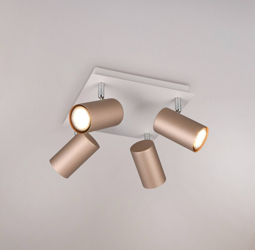 Marley downlight brun/lys grå 24 x 24 cm 4 lyskilder i metall