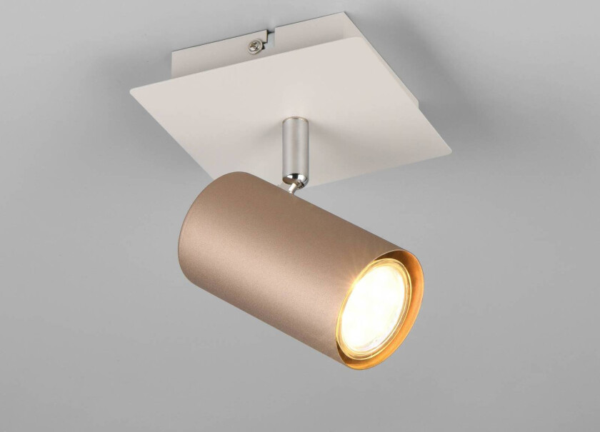 Marley veggspot, brun/lysegrå, 12 x 12 cm, metall