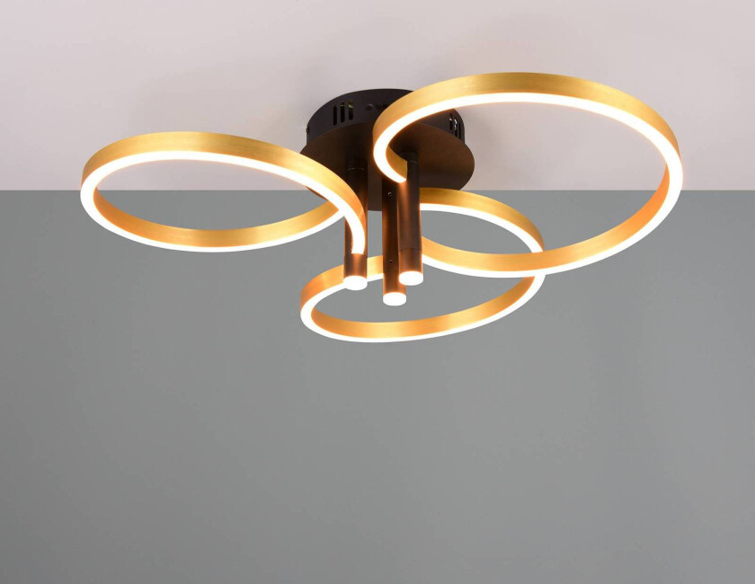 LED-taklampe Caruso, gull/svart, Ø 66 cm metall CCT dimbar