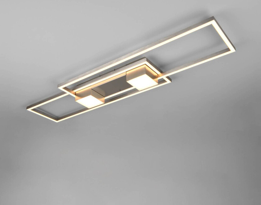 LED-taklampe Albany, nikkel, 100 x 28 cm, aluminium CCT dimbar