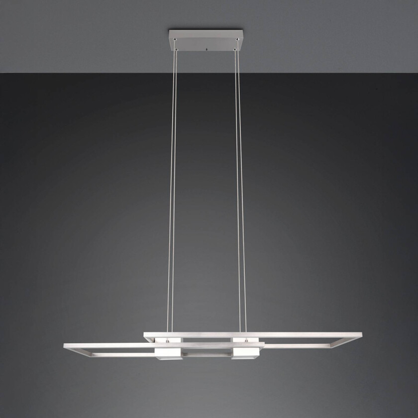 Albany LED-hengelampe, nikkel, 100 x 28 cm, aluminium, CCT dimbar