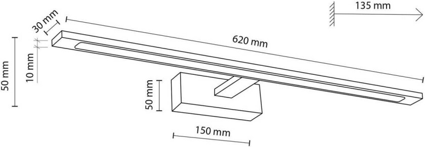 Gallery LED-vegglampe, kromfarget, metall, bredde 62 cm IP44