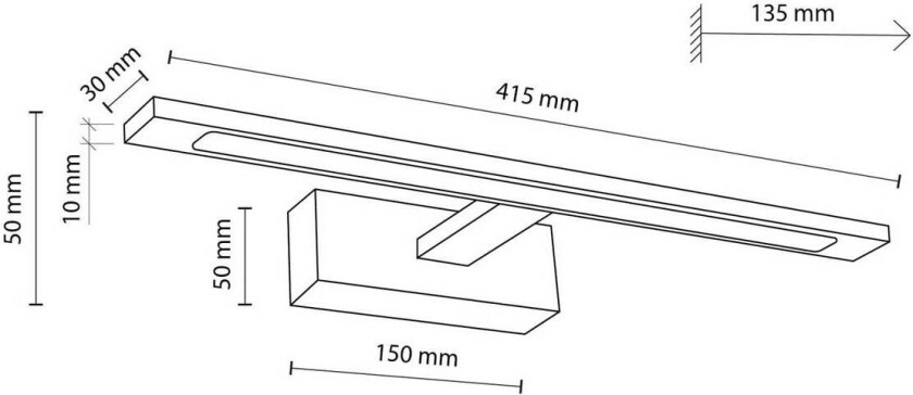 LED-vegglampe Gallery kromfarget metall bredde 41,5 cm IP44