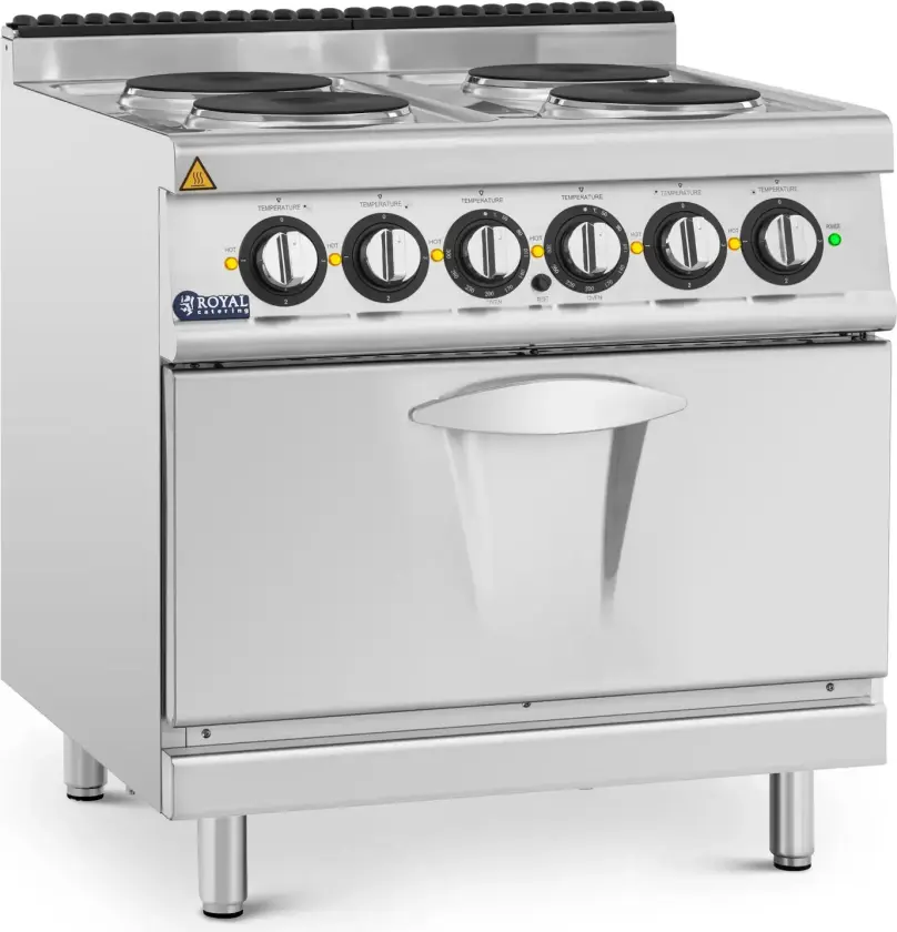 Elektrisk komfyr med stekeovn - 13,9 kW - 4 kokeplater - 80 x 73 cm - Pro 730-serien - Royal Catering
