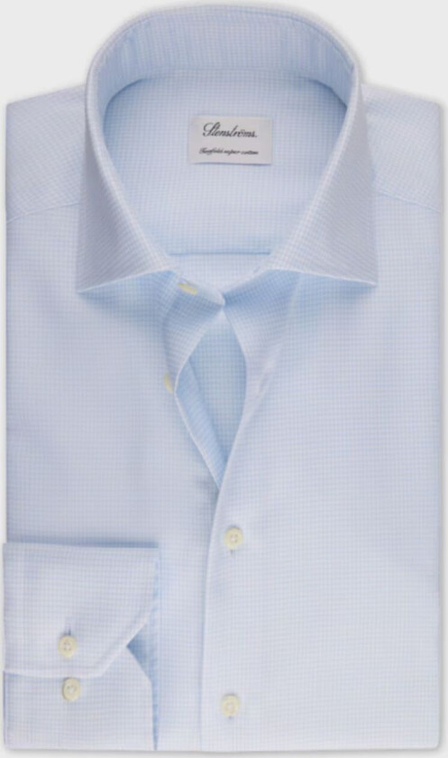 FITTED BODY CHECKED TWILL SHIRT Blå, 45