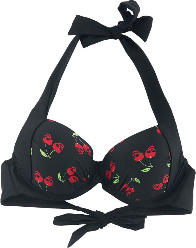 Bikinitopp - Svart Bikini Topp med Rockabilly Print - S til XXL - Damer - svart
