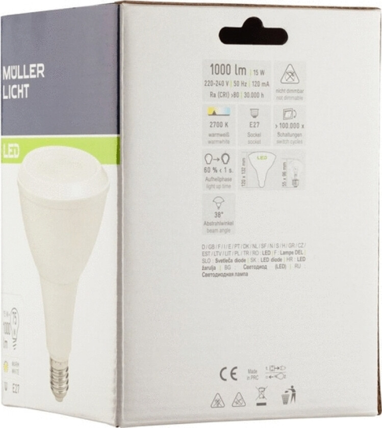 Müller Lys 400066, 15 W, 75 W, E27, 1000 Lm, 30000 T, Varm Hvit