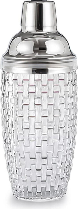 385 ml Cocktail Shaker vevd teksturglass+lokk rustfritt stålkopp