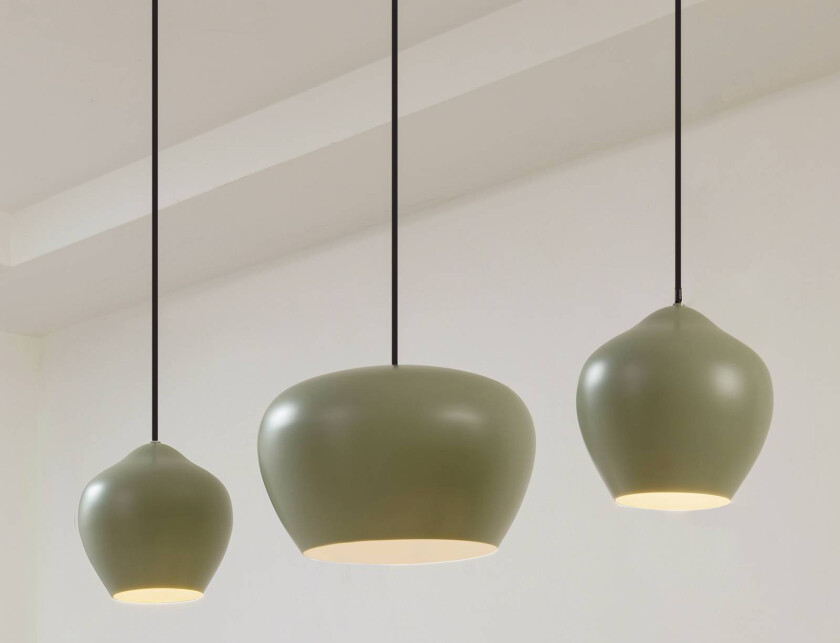 Lucande hengelampe Malisa, grønn, 3 lyskilder, metall, lengde 90 cm