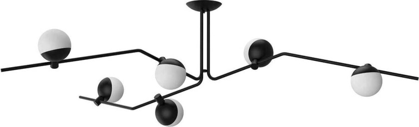 Baluna taklampe 6 lys - Svart/Opal - Svart / Opal