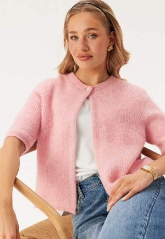 Slfsia Ras 2/4 RIB KNIT CARDIG Bleached Mauve Detail:melange XXL