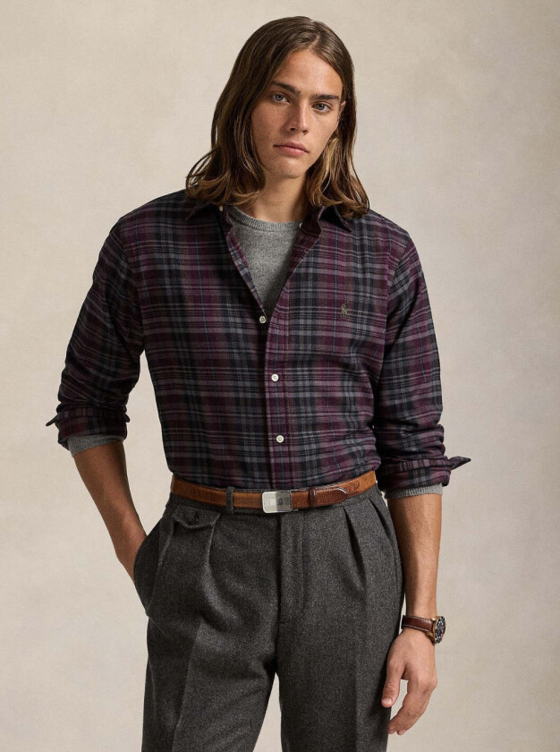 CUSTOM FIT PLAID PERFORMANCE TWILL SHIRT Grønn, XXL