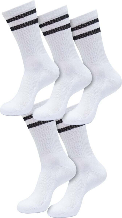 Sokker - Double Stripe Socks 5-Pack - EU35-38 til EU 43-46 - Unisex - hvit-svart