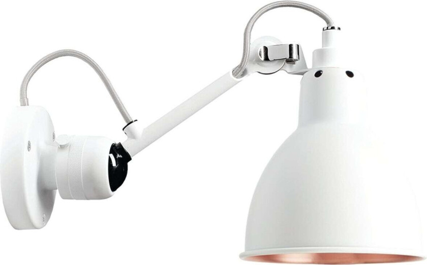 - 304 Vegglampe Hvit/Hvit/Kobber Lampe Gras