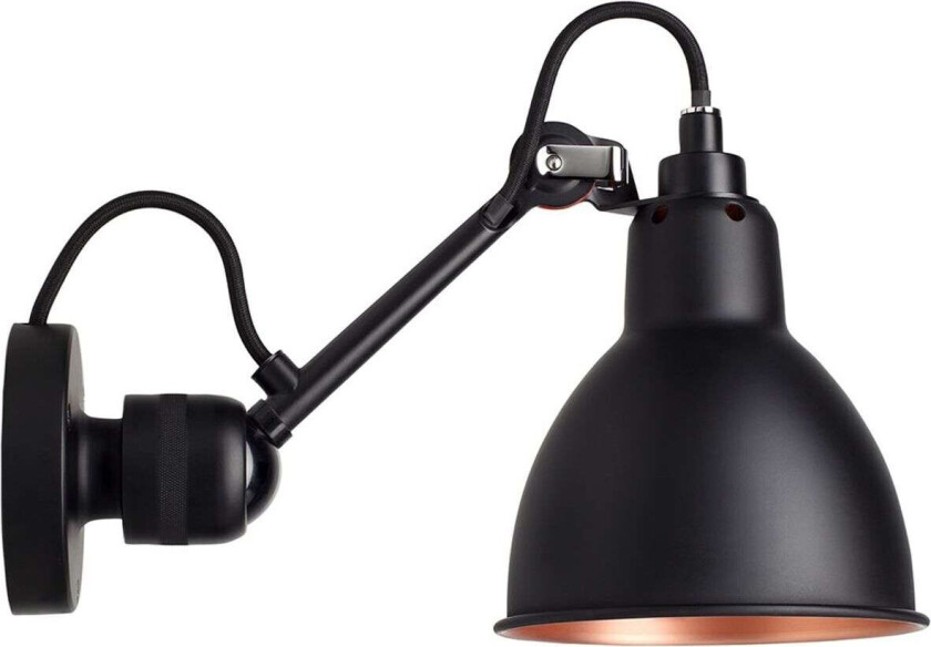 - 304 Vegglampe Svart/Svart/Kobber Lampe Gras