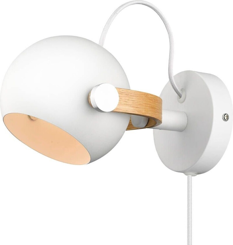 - D.C Vegglampe Ø12 White/Oak