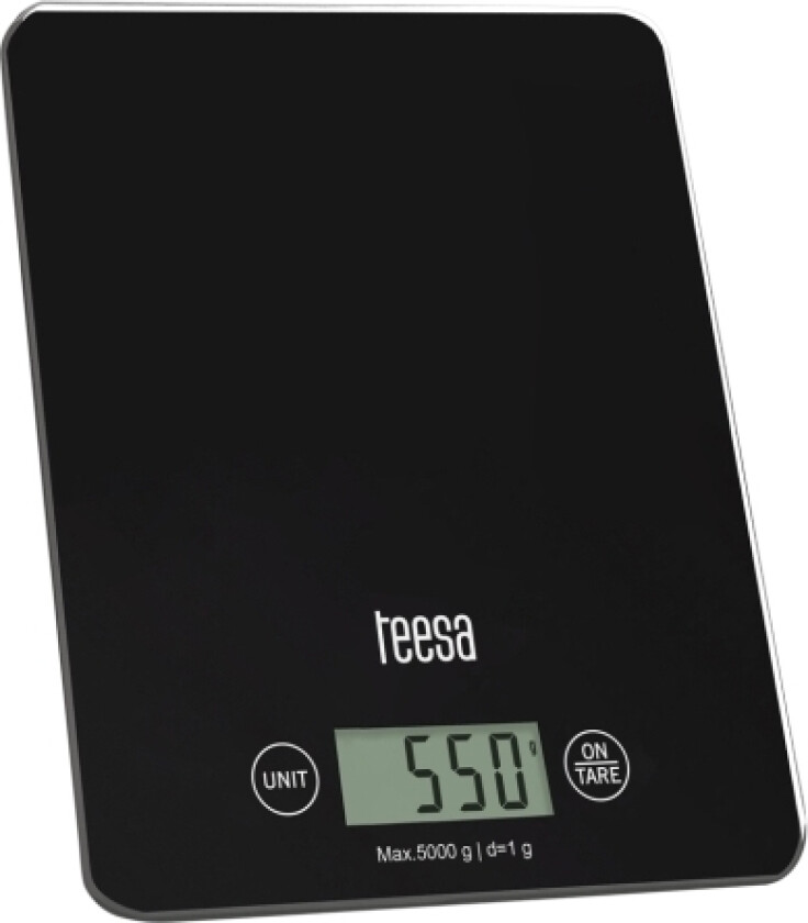 Tsa0804, Elektronisk Kjøkkenvekt, 5 Kg, 1 G, Sort, Herdet Glass, Glass